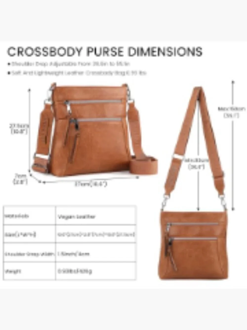Women's Vegan Leather Crossbody Bag with RFID Blocking and Multi Pockets